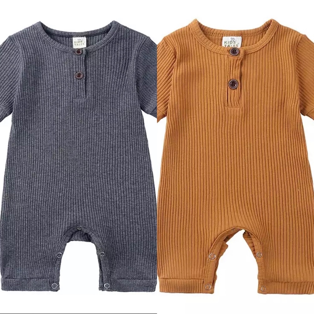Romper Soild Color Baby Boy Cotton Short Sleeve
